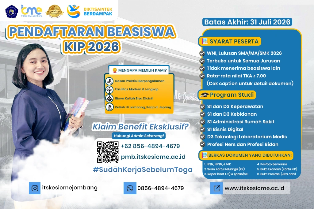 Kampus Keperawatan Favorit di Pare bersama ITSKes ICMe Jombang. S1 Keperawatan dan Profesi Ners Terakreditasi Unggul.